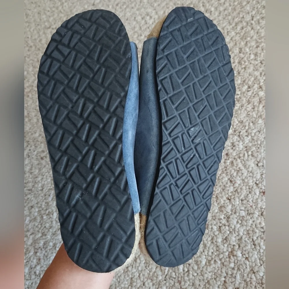 Manebi Nordic Espadrille blue suede Slides size 6.5